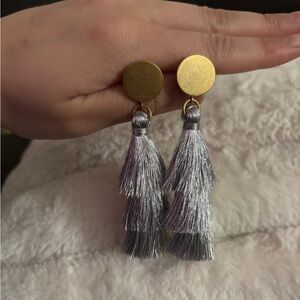 J.CREW Elegant Gold and Silver Tassel Earrings